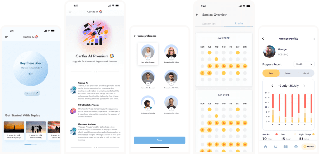 Cartha AI app screens
