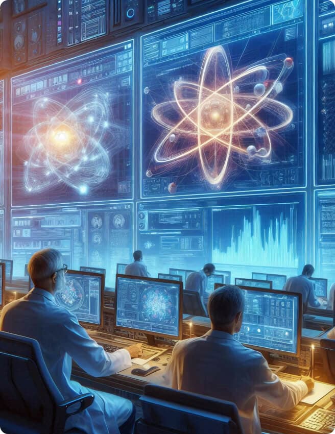 Scientists monitoring nuclear data